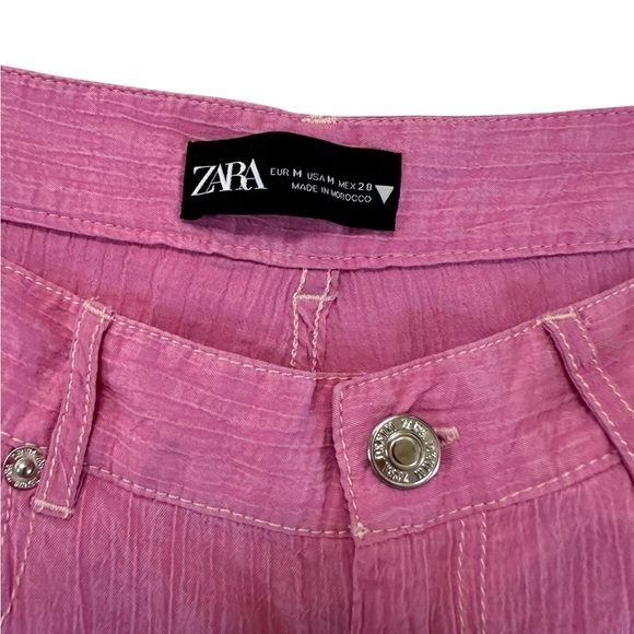 Zara Bubble Gum Pink Wide-Leg Pants Size M - Picture 12 of 17
